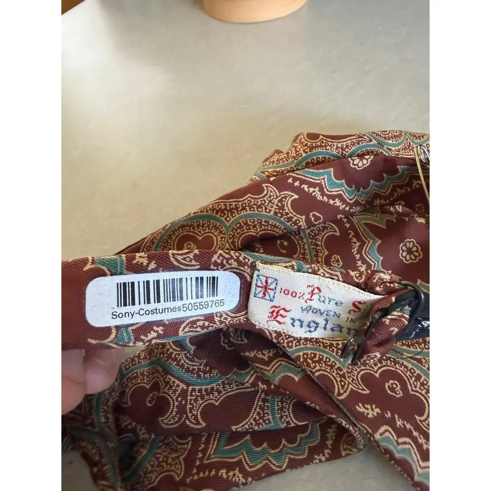 Vintage Paisley Silk Bow Tie Adjustable Made In England